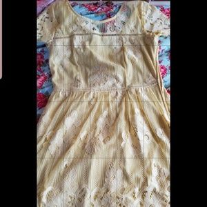Maurices yellow lace detail dress